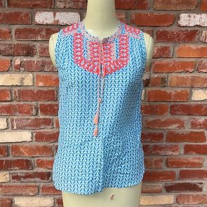 J.CREW Neon Embroidered Tassel Tank Top Blouse Size2
